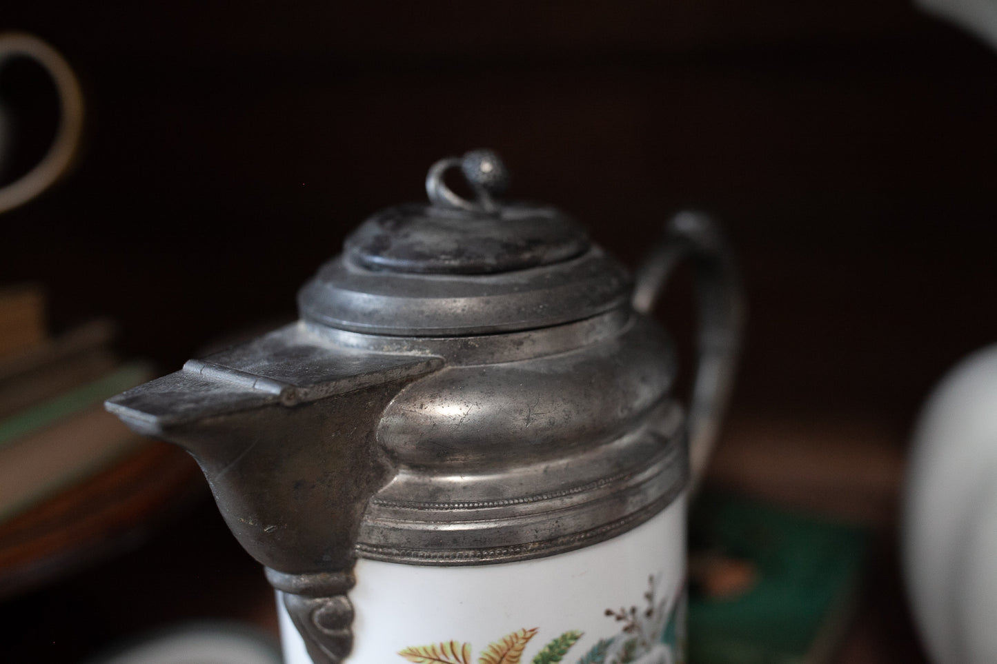 Antique Graniteware Pitcher - Coffee Pitcher-Graniteware & Pewter Pitcher