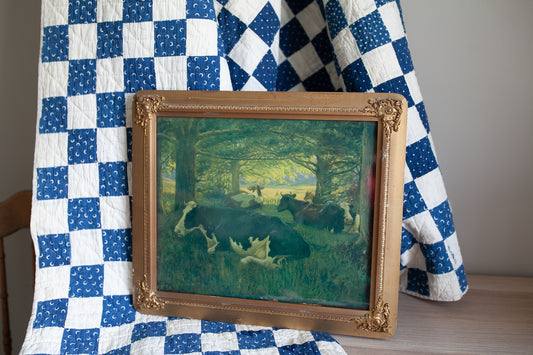 Antique Cow Print Framed - Cow Art
