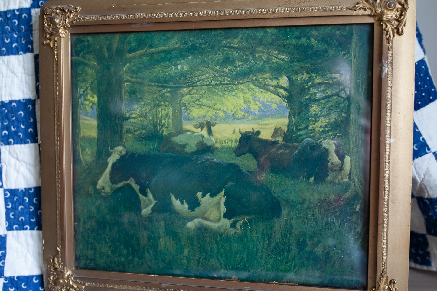 Antique Cow Print Framed - Cow Art