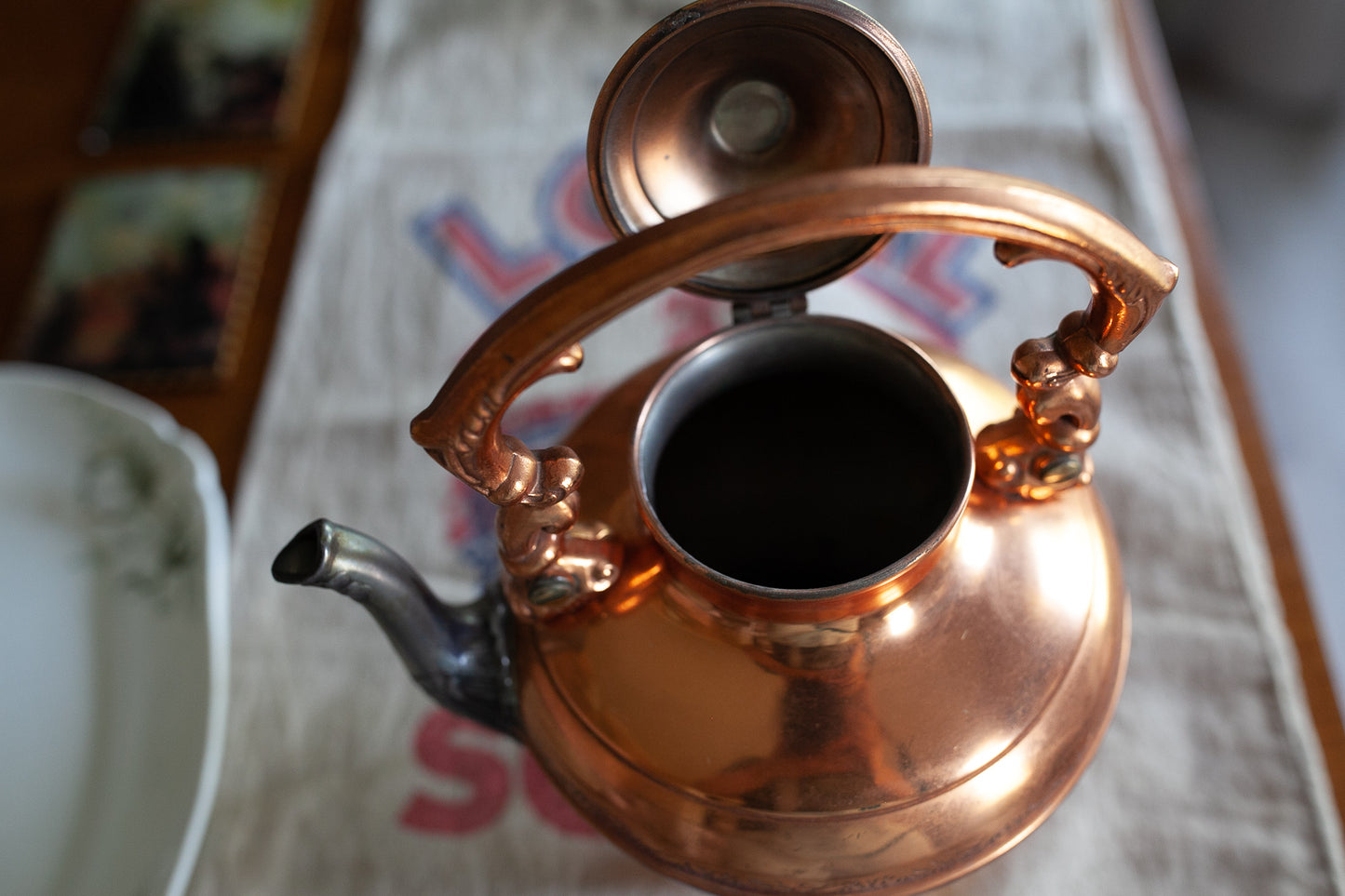 Vintage Teapot - Copper, Silver, and Gold Teapot