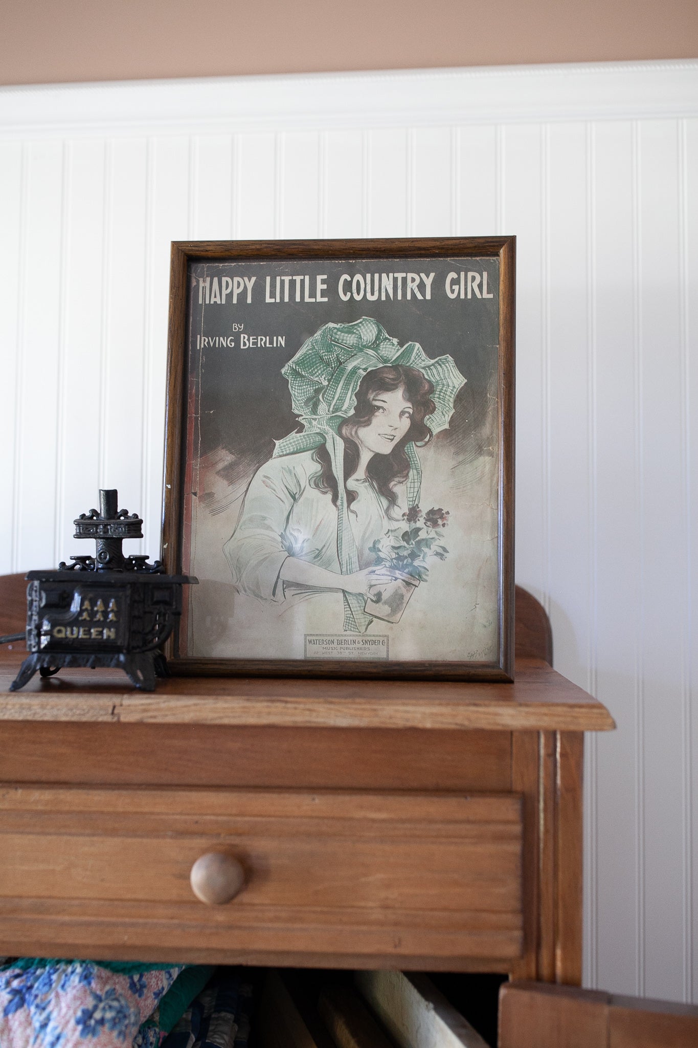 Happy Little Country Girl Print Framed- Music Cover Framed