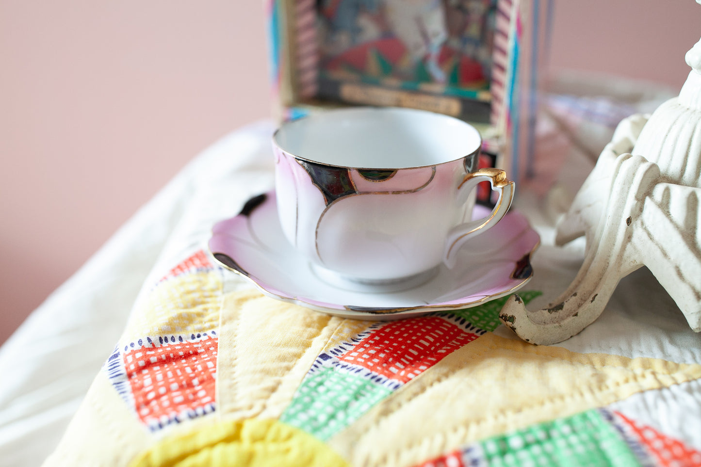 Vintage Teacup - Pink and Black - Ucagco Made in Japan