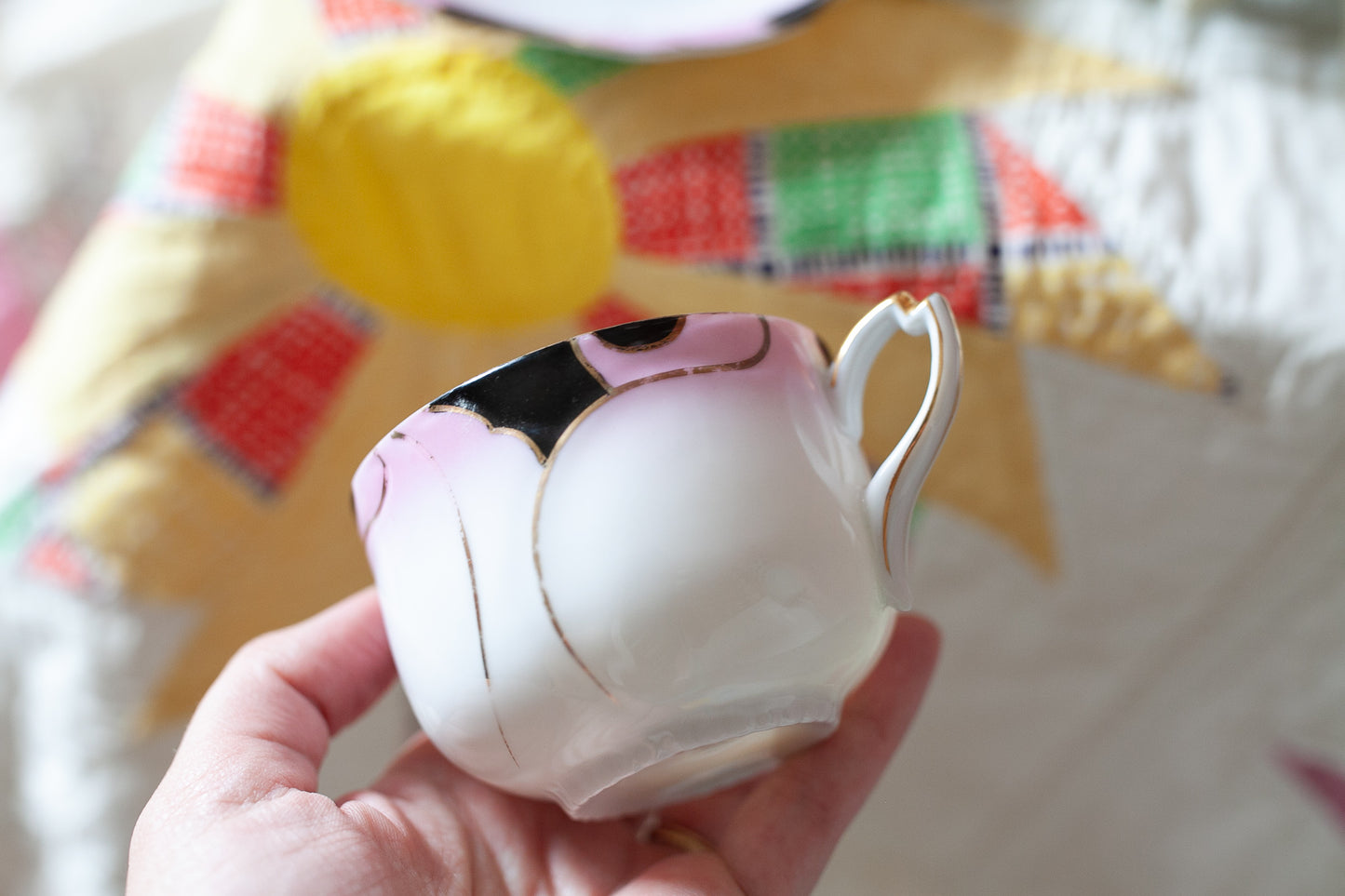Vintage Teacup - Pink and Black - Ucagco Made in Japan