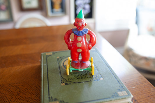 Vintage Clown - Plastic Clown -Rosbro plastic clown pull toy candy container