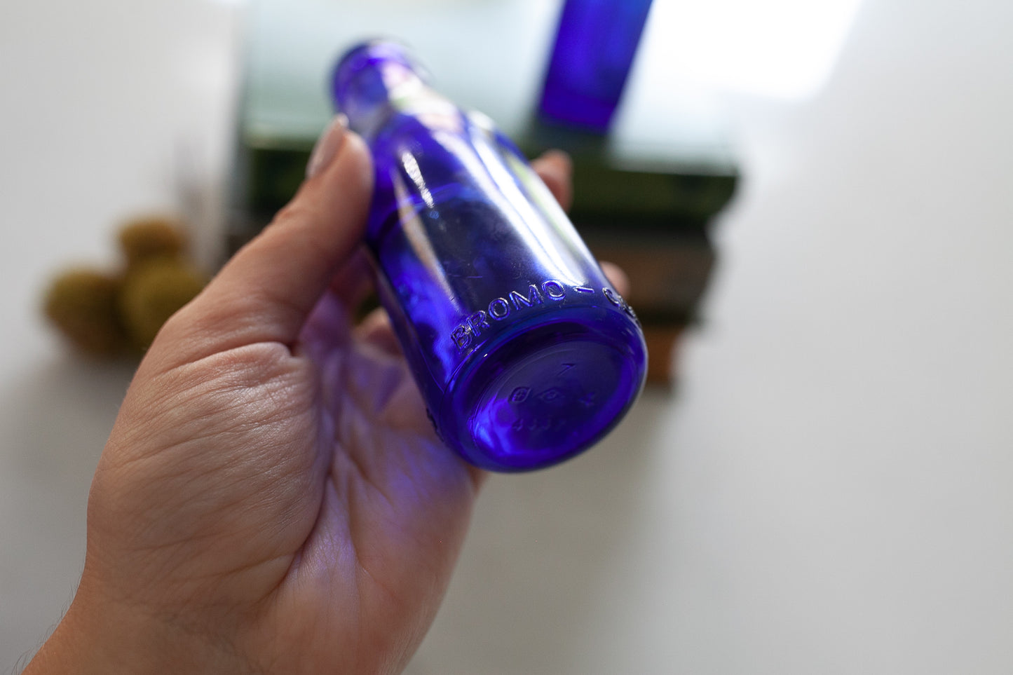 Vintage Blue Cobalt Glass -Trio of Bottles - Blue Glass Bottle