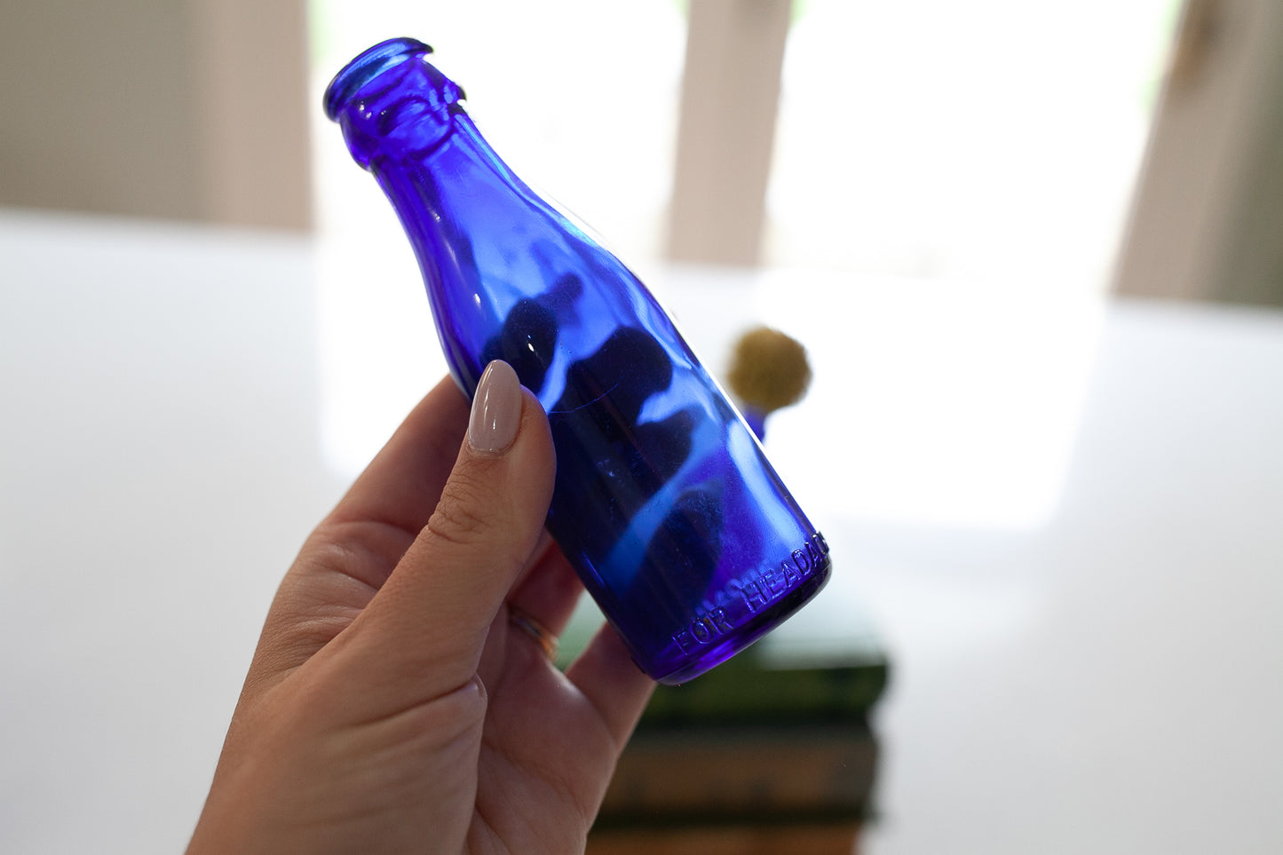 Vintage Blue Cobalt Glass -Trio of Bottles - Blue Glass Bottle