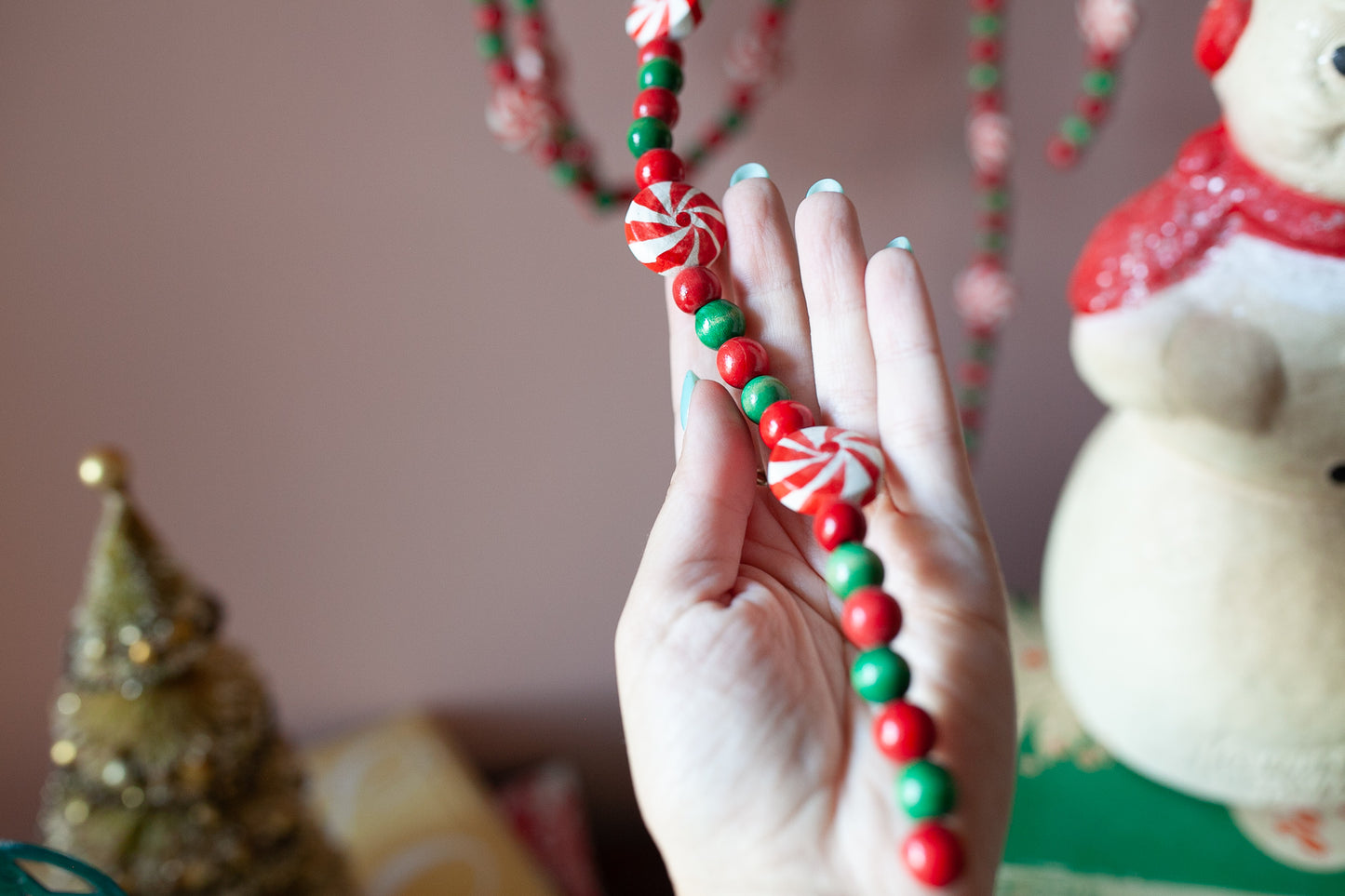 Vintage Garland- Christmas Garland -Candy wood Garland