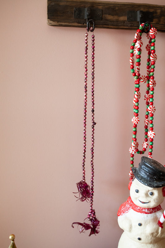 Vintage Mercury Bead Garland - Magenta Pink Beaded Garland- Vintage Christmas