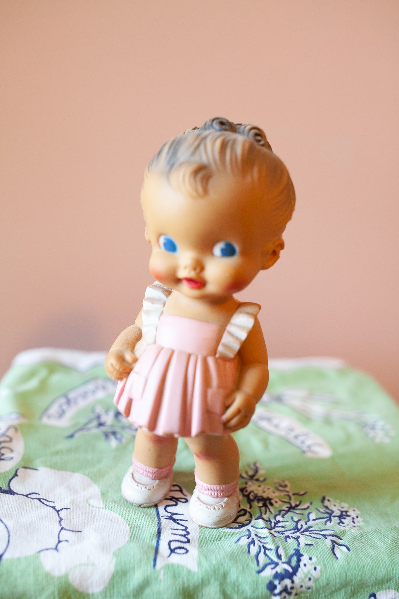 Vintage 1950s Rubber Sun Kewpie Doll Toy Squeaker- Sun Rubber Co - Girl