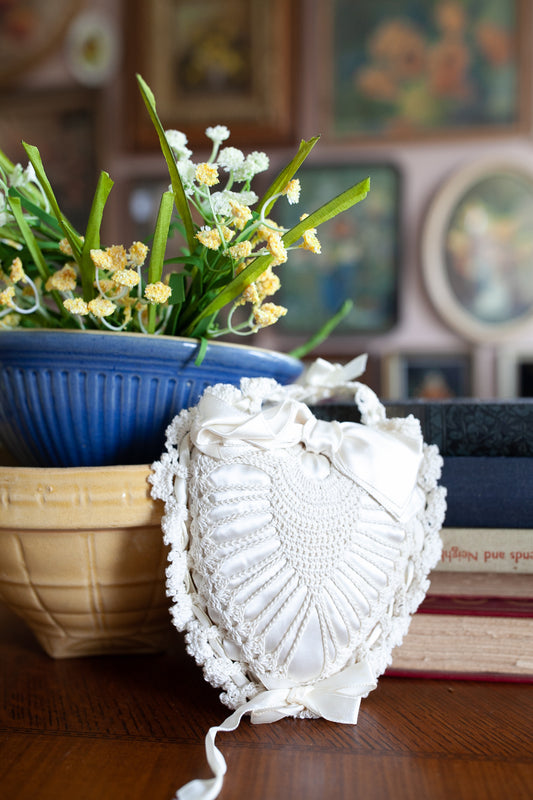 Vintage Crochet Heart Pin Cushion - Pin Cushion Heart