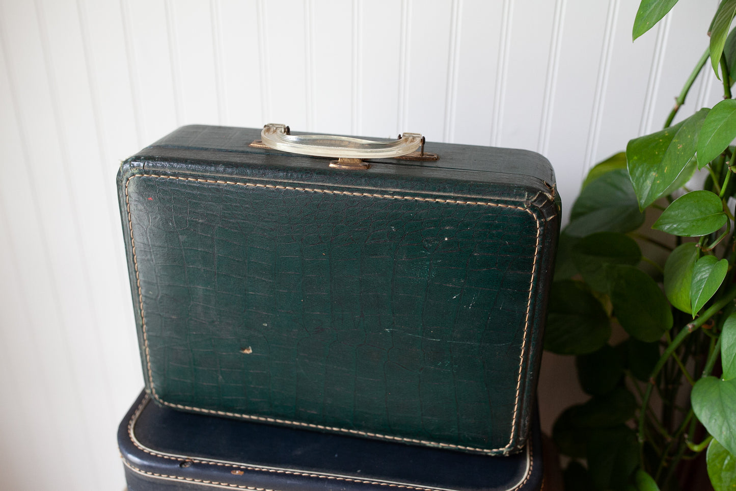 Vintage Luggage- Green Suitcase - Vintage Carry on