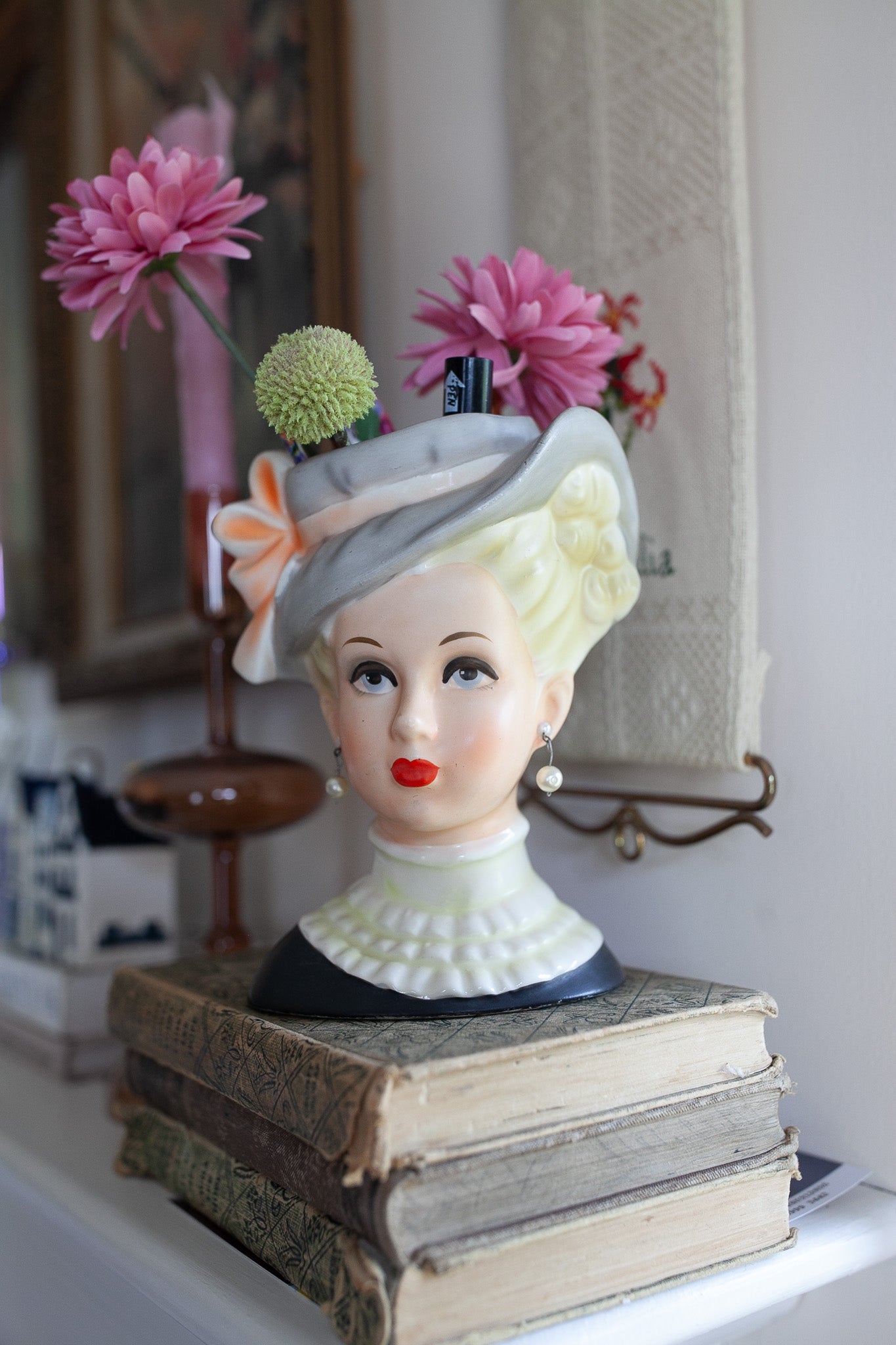 Vintage Lady Head Vase- Relpo Head 2054