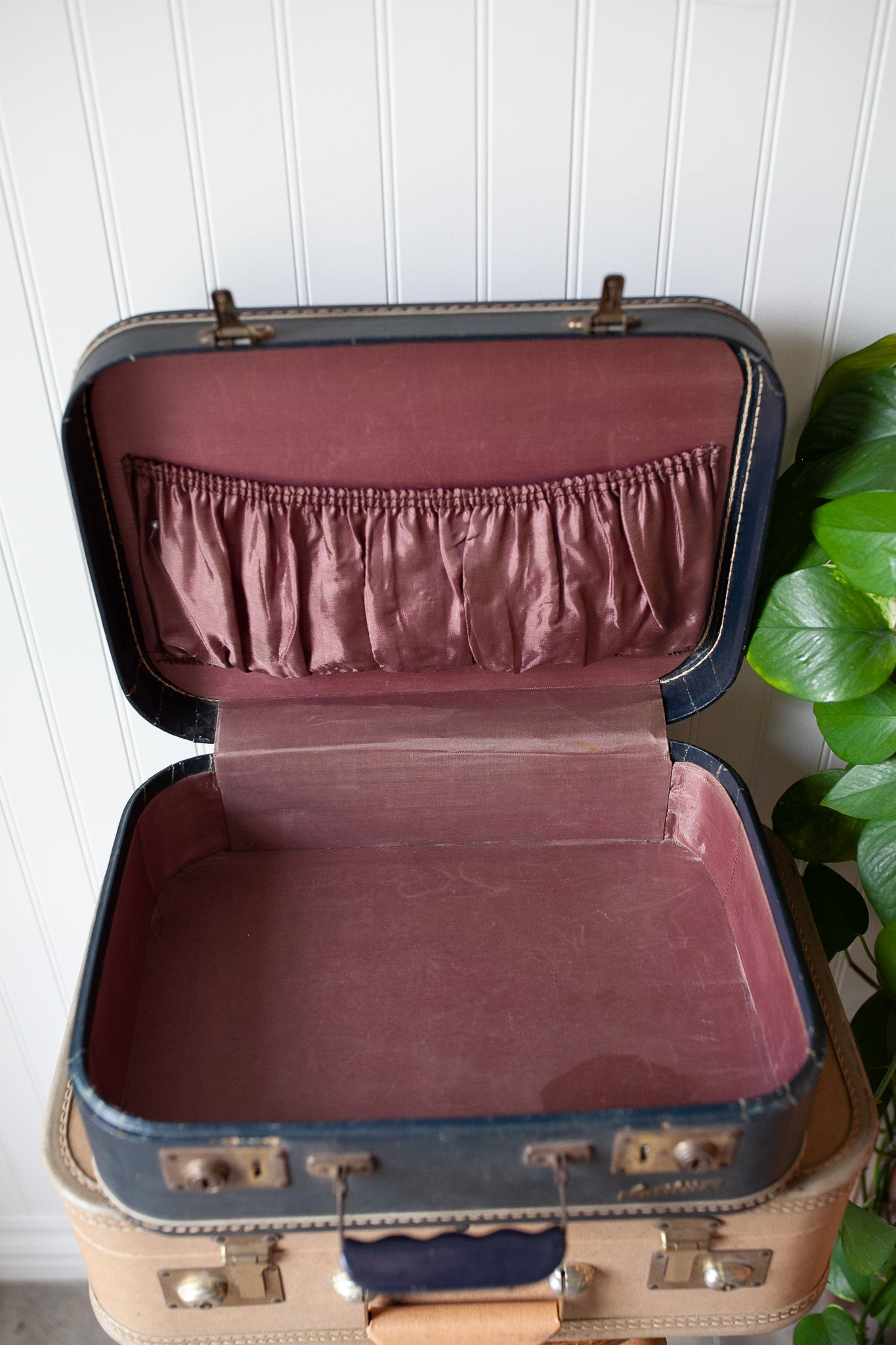 Vintage Luggage- Navy Suitcase - Vintage Carry on
