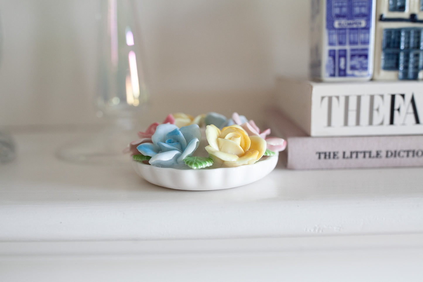 Vintage Porcelain Candle Holder- Floral Candle Holder