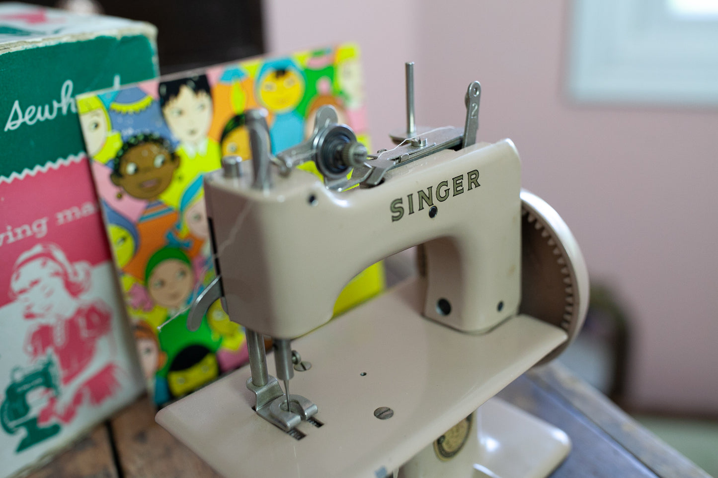 Vintage Singer Sew Handy Children's Sewing Machine Model 20-Vintage Miniature Singer Sewing Machine-Vintage Singer Children's Sewing Machine with Original Box
