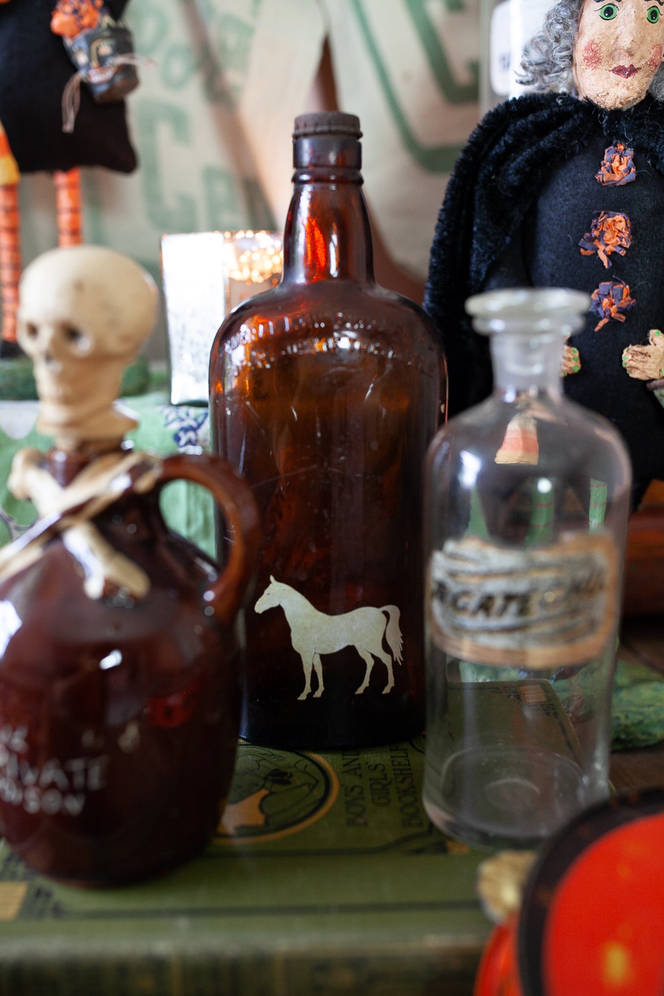 Vintage Empty Scottish Bottle with Horse- Horse Bottle- Whiskey Bottle