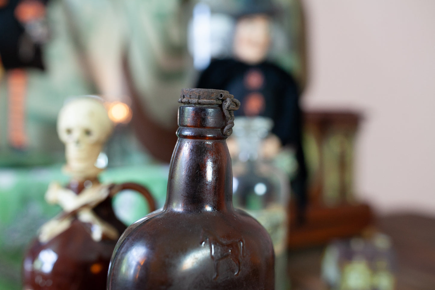 Vintage Empty Scottish Bottle with Horse- Horse Bottle- Whiskey Bottle