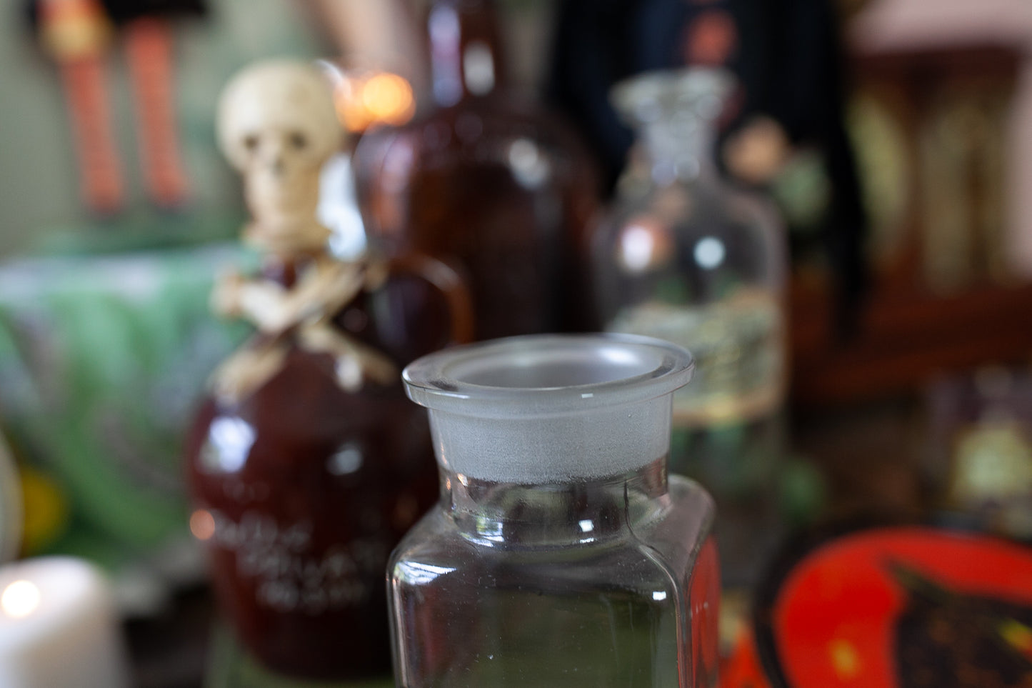 Antique Medicine Bottle - Apothecary Bottle With Stopper and Glass Label-Cambogia