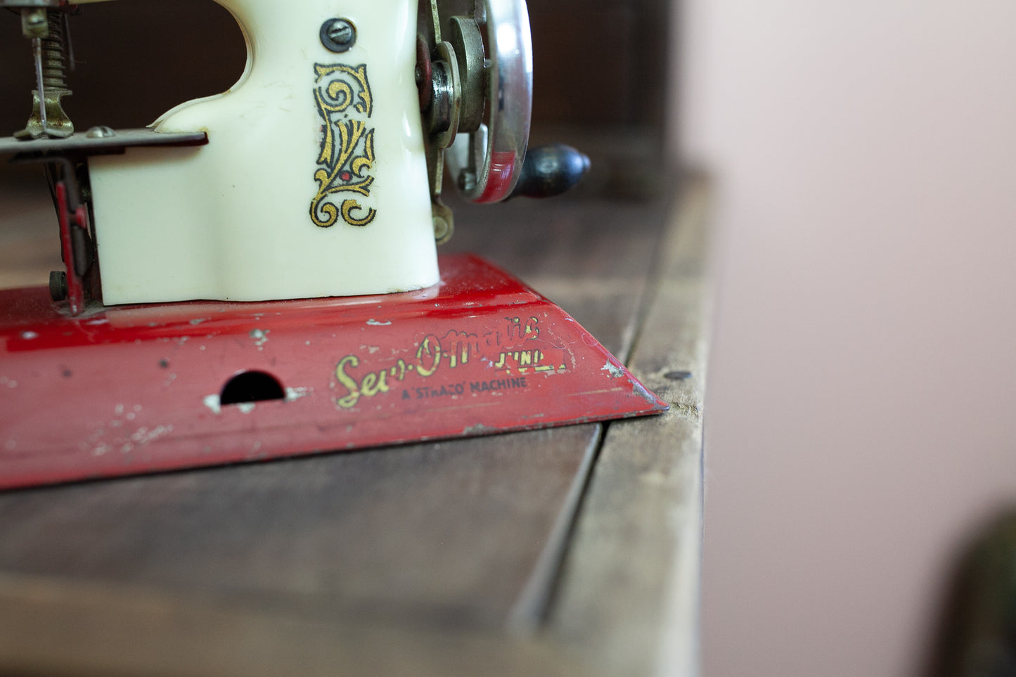 Vintage Red 1950's Sew-O-Matic Junior Toy Sewing Machine
