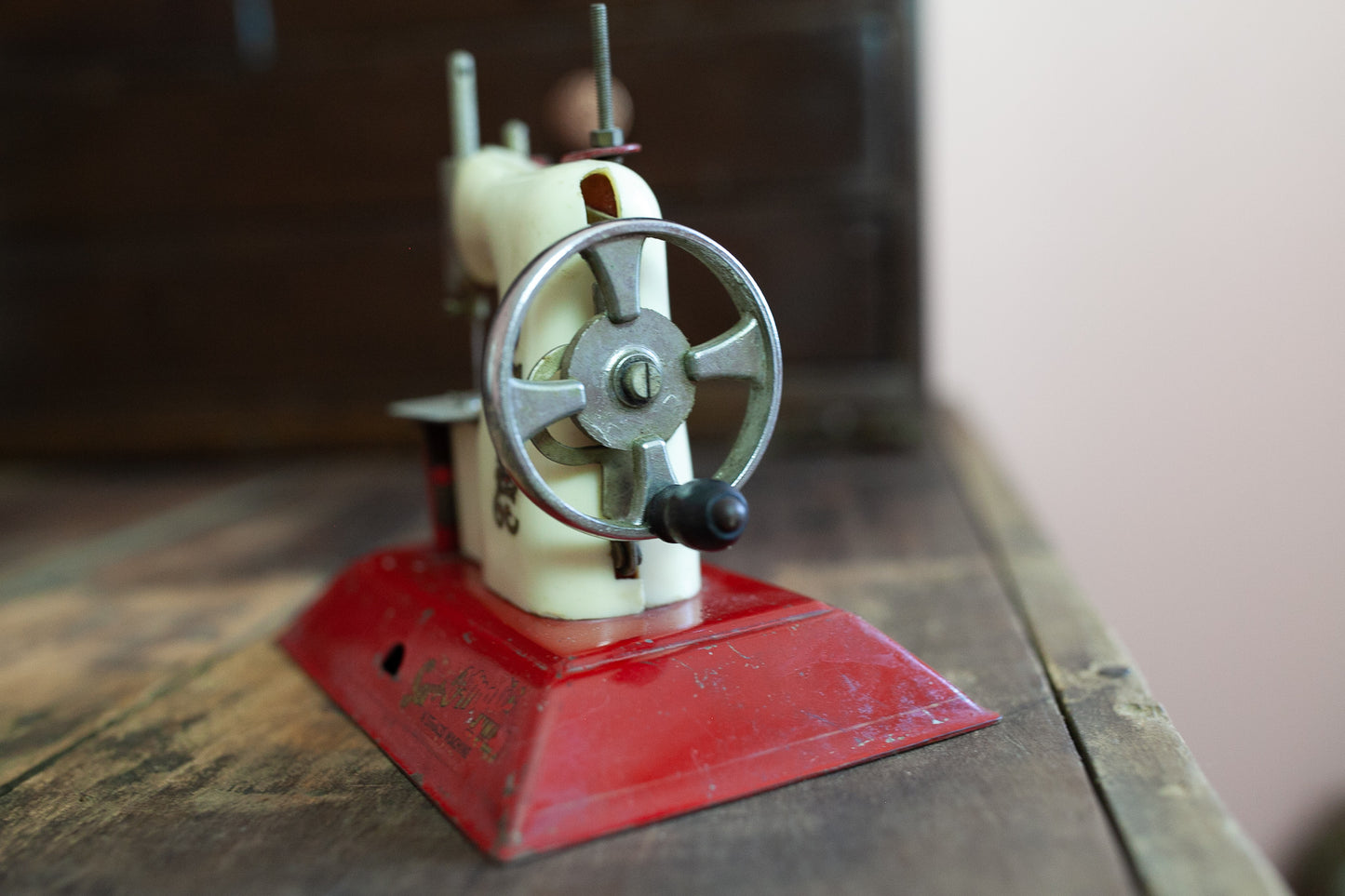 Vintage Red 1950's Sew-O-Matic Junior Toy Sewing Machine