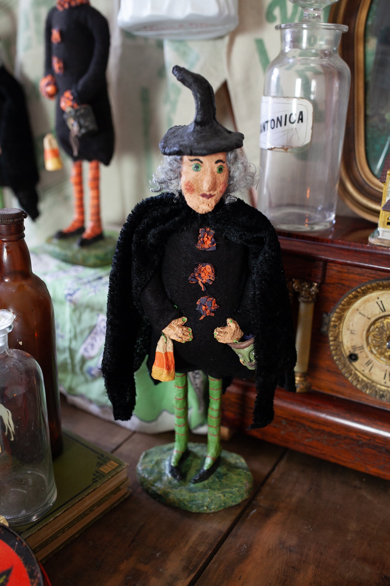 Monnie Wilson paper mache witch- Vintage Witch- Vintage Halloween