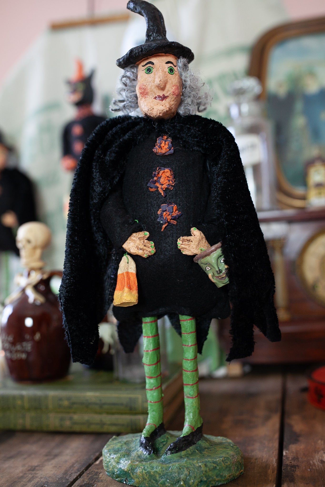 Monnie Wilson paper mache witch- Vintage Witch- Vintage Halloween