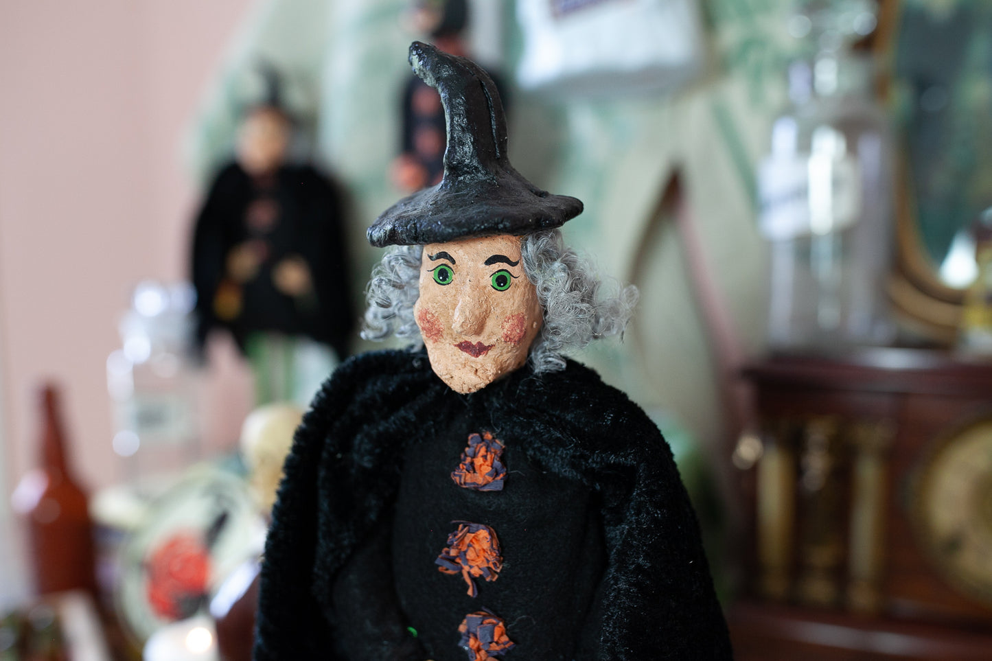 Monnie Wilson paper mache witch- Vintage Witch- Vintage Halloween