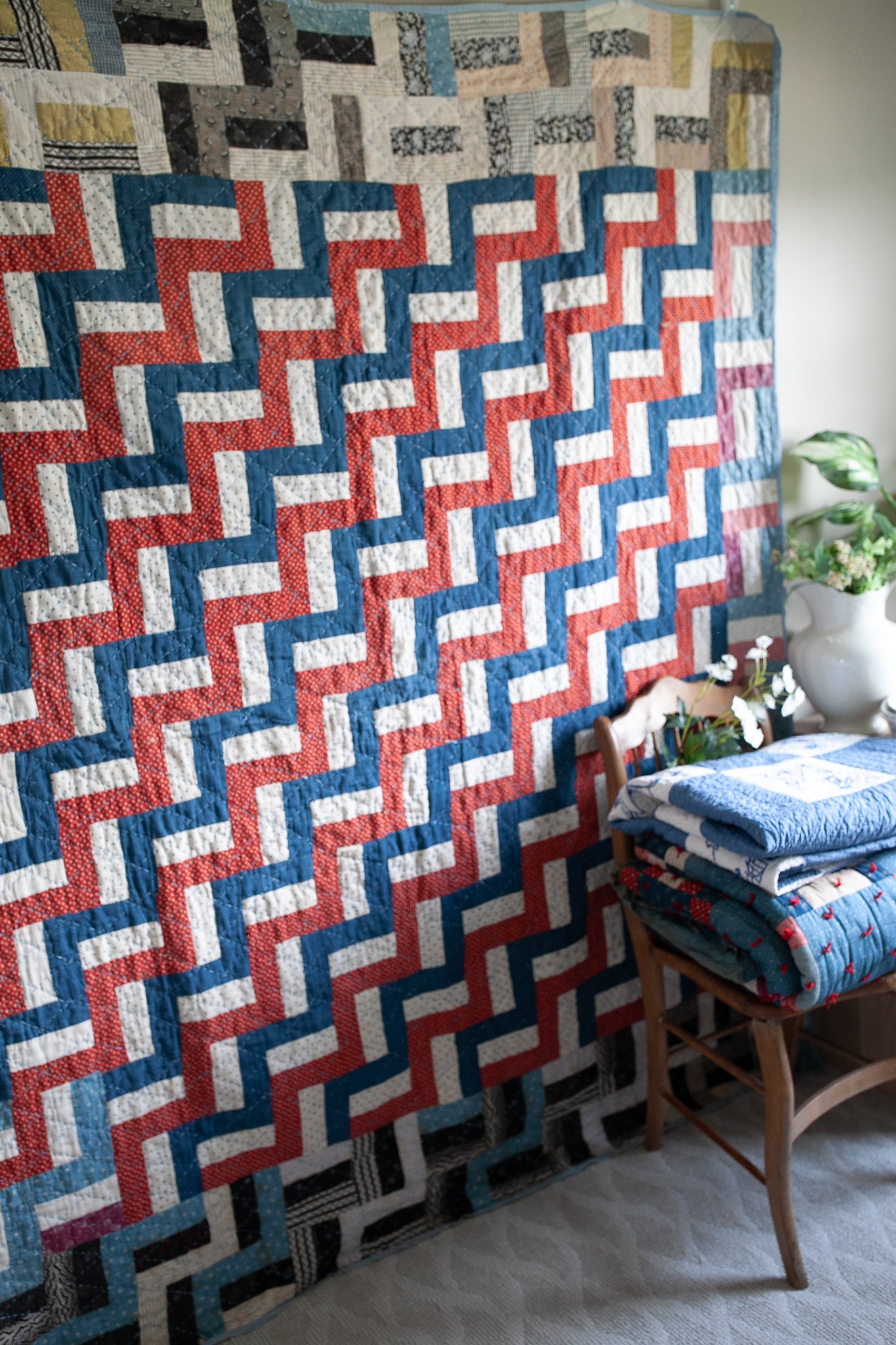Red White and Blue Quilt- Vintage Quilt