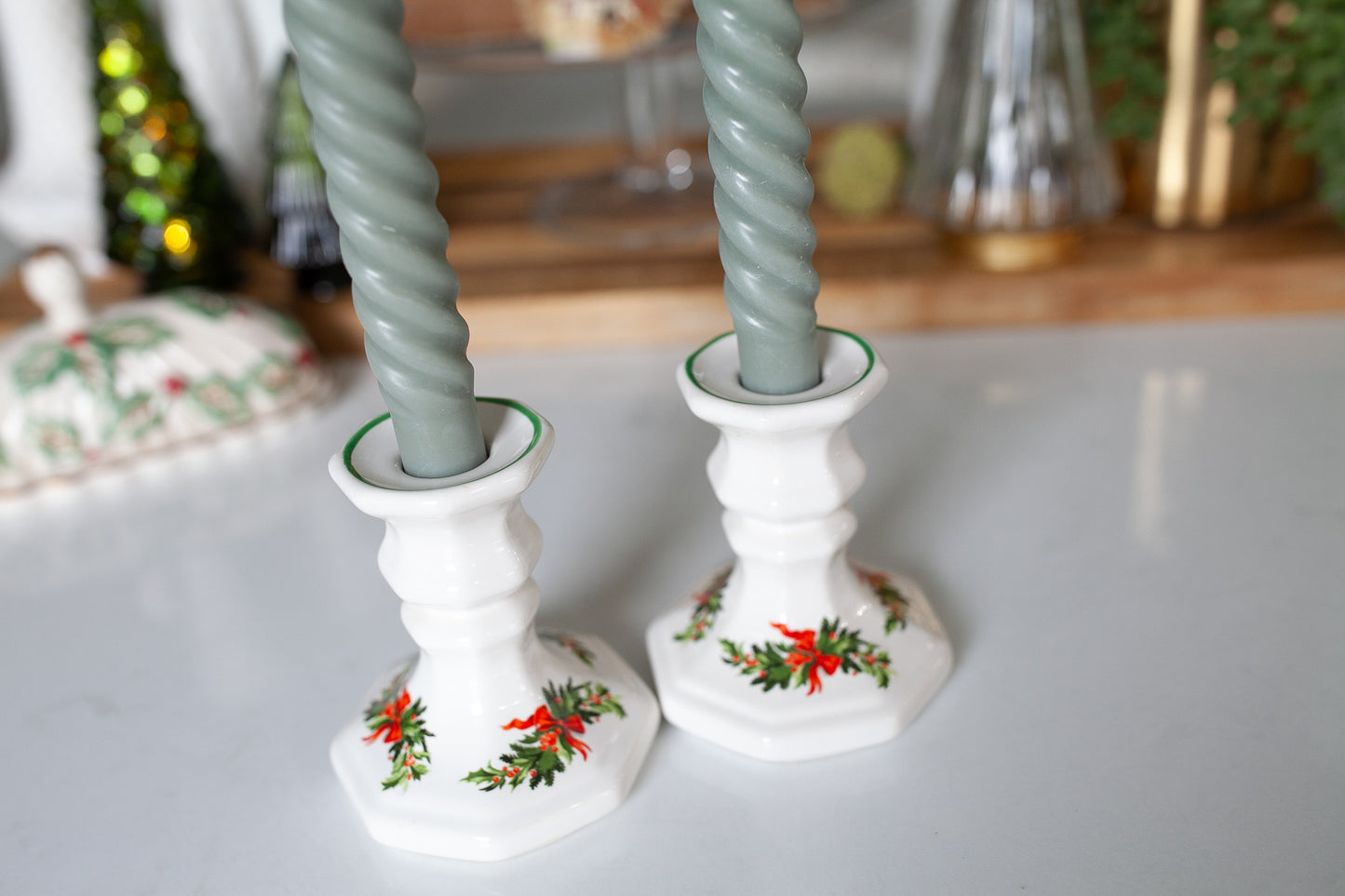 Vintage Pfaltzgraff Christmas Heritage Candlestick Holders