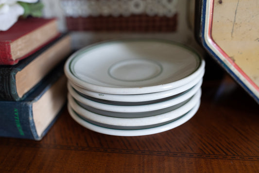 Vintage Plates - Green Rimmed Plates -5 Plates