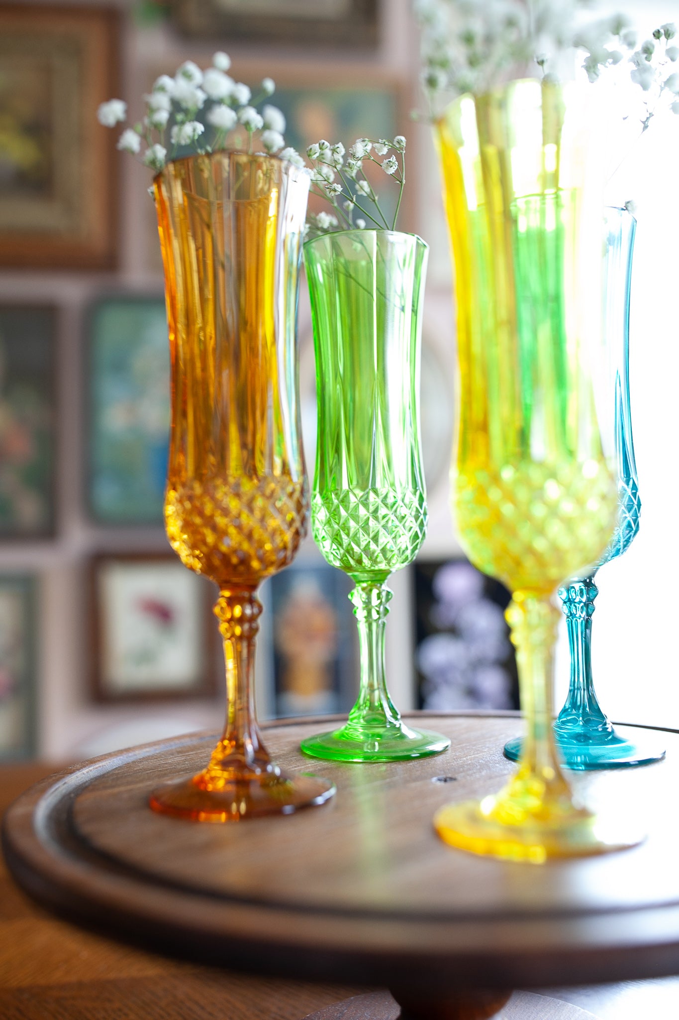 Cristal D'Arques France Longchamp Spring Folies Champagne Flutes