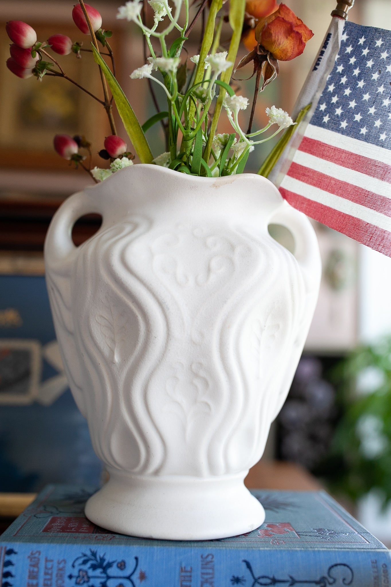 Vintage White Pottery Vase