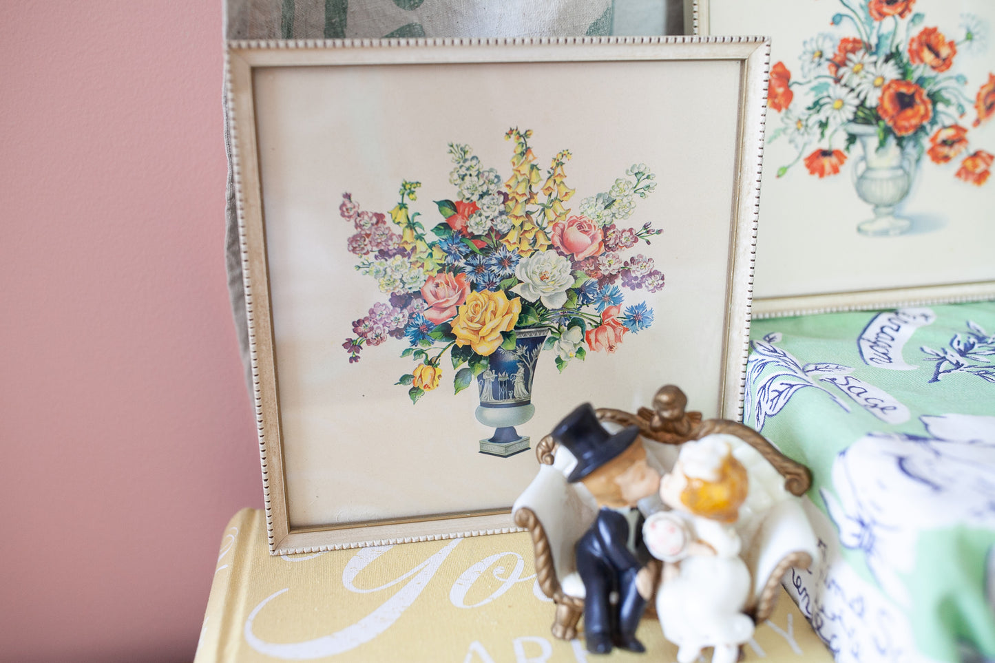 Vintage Floral Framed- Floral Print Framed -Square Frame