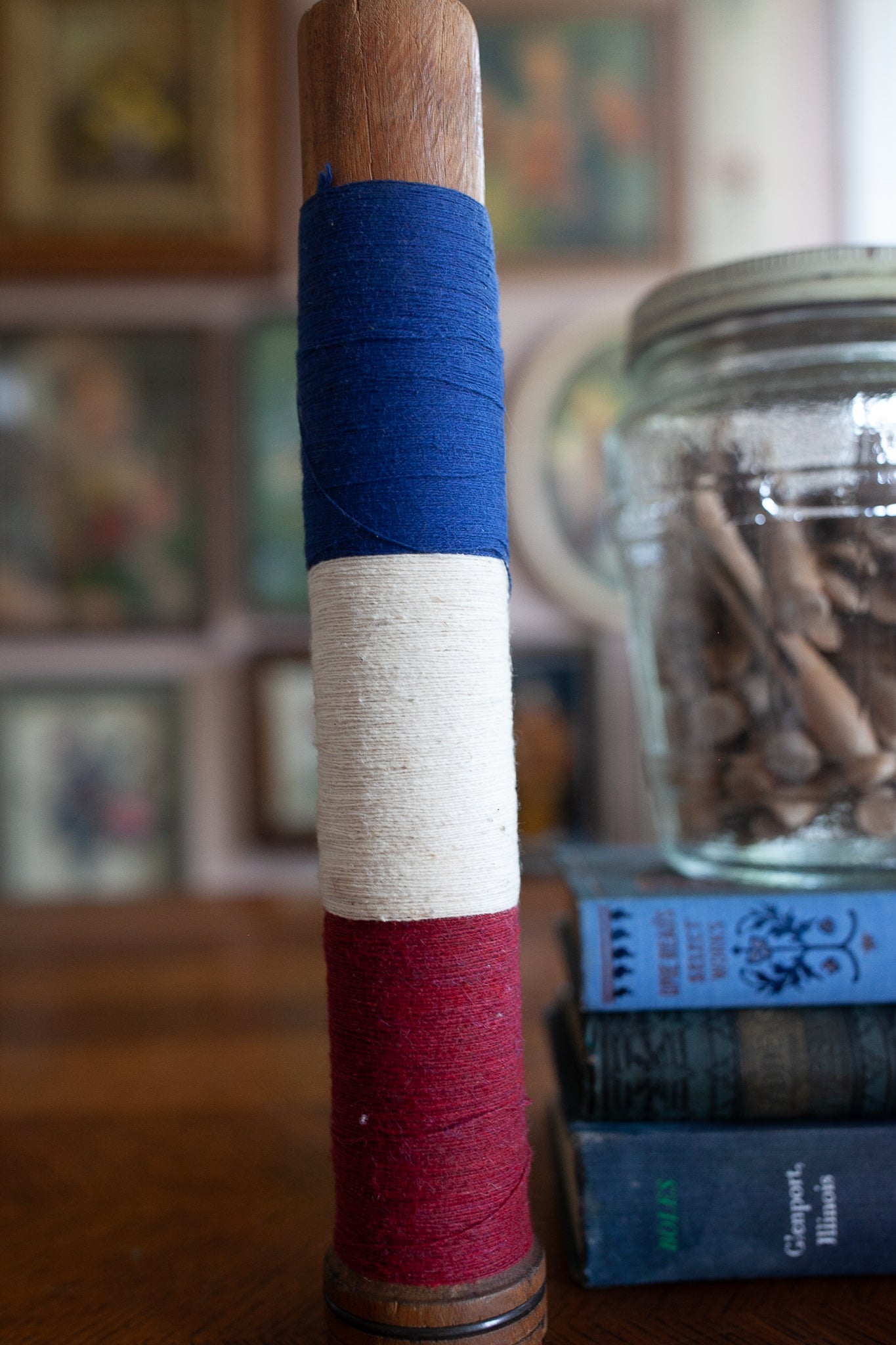 Vintage Red White and Blue Spool - Bowen Hunter Spool