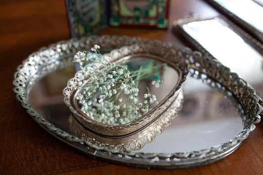 Vintage Mirror Tray -Vanity Tray - Dresser Mirror Tray- Perfume Tray