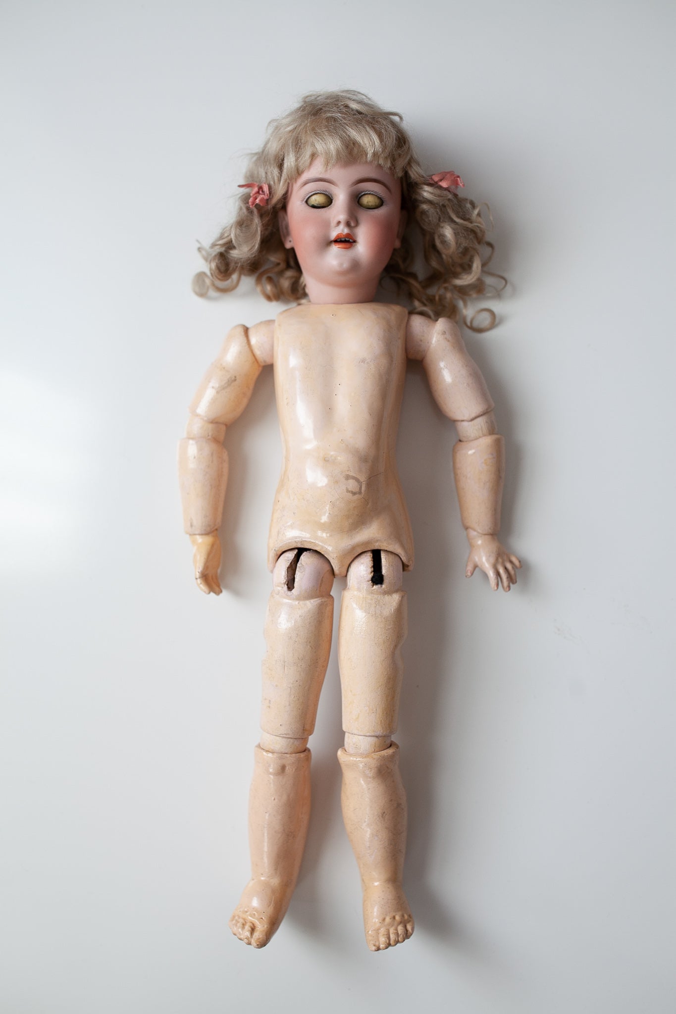 Antique Doll - Heinrich Handwerck German Doll- Composition Jointed Doll with Bisque Head and Sleepy Eyes