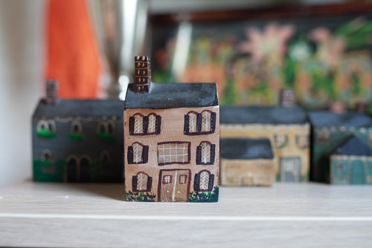 Vintage Painted House- Small House- Wooden House- brown house