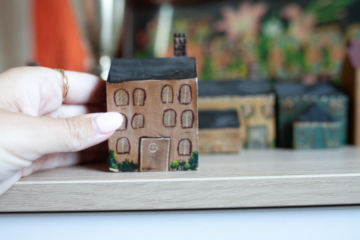 Vintage Painted House- Small House- Wooden House- brown house