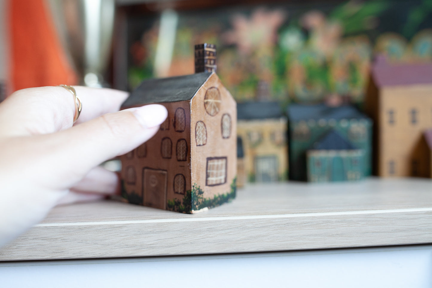 Vintage Painted House- Small House- Wooden House- brown house