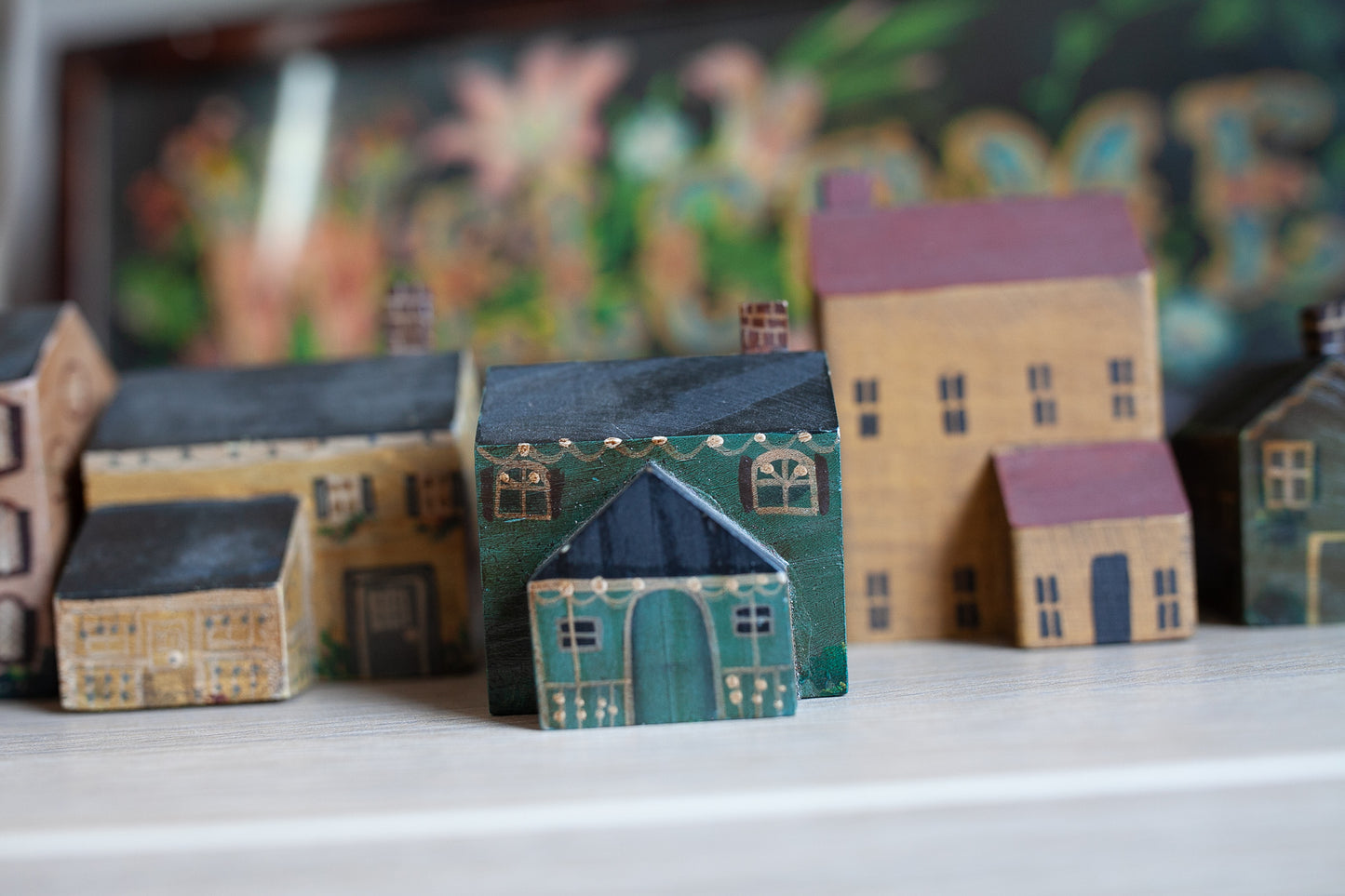 Vintage Painted House- Small House- Wooden House -green