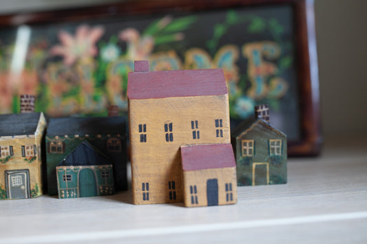 Vintage Painted House- Small House- Wooden House -Yellow