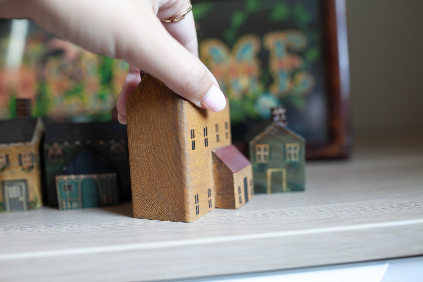 Vintage Painted House- Small House- Wooden House -Yellow