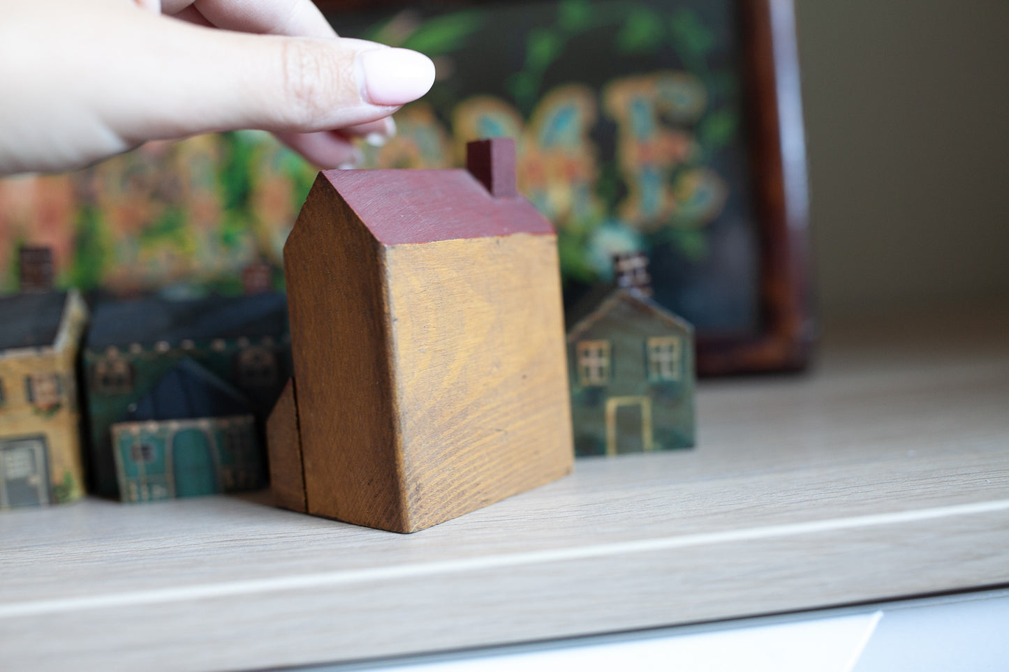 Vintage Painted House- Small House- Wooden House -Yellow