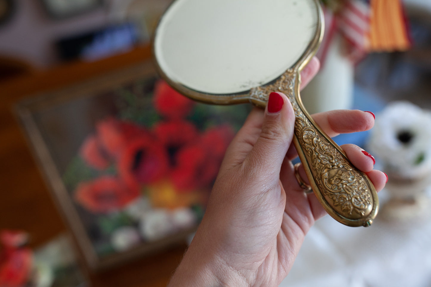 Vintage Hand Mirror - Vanity Mirror -Handheld Mirror