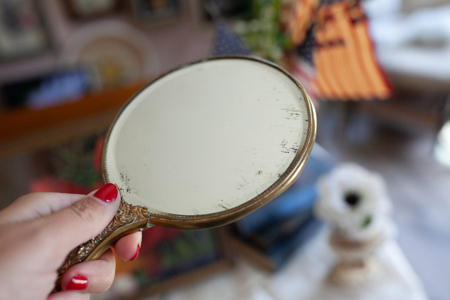 Vintage Hand Mirror - Vanity Mirror -Handheld Mirror
