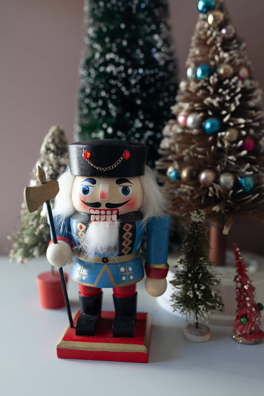 Vintage Wooden Nutcracker- Blue Nutcracker