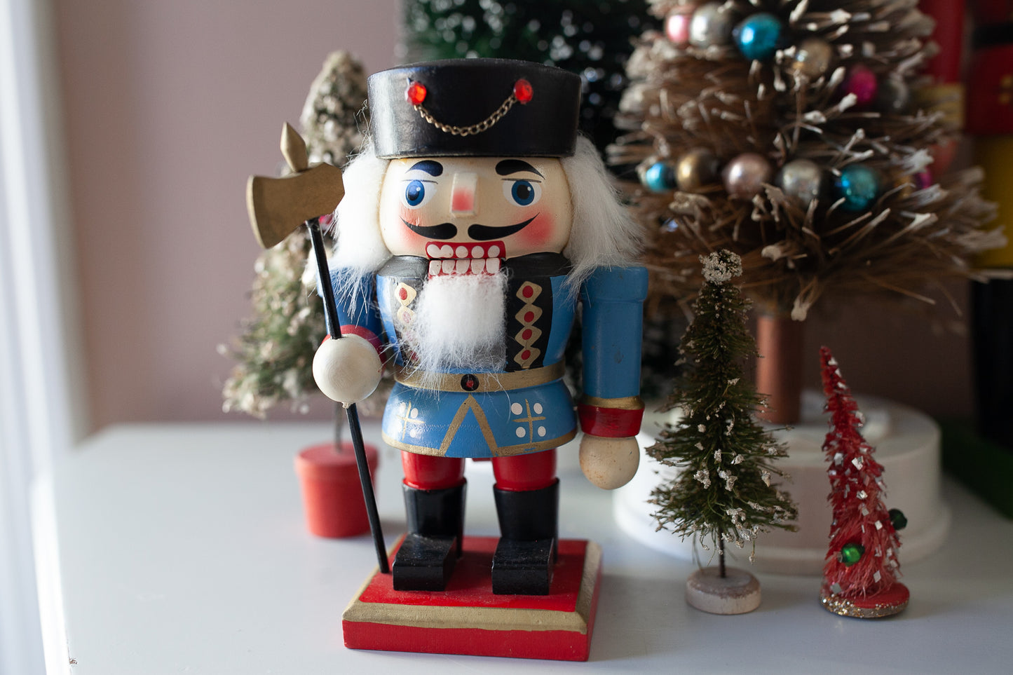 Vintage Wooden Nutcracker- Blue Nutcracker