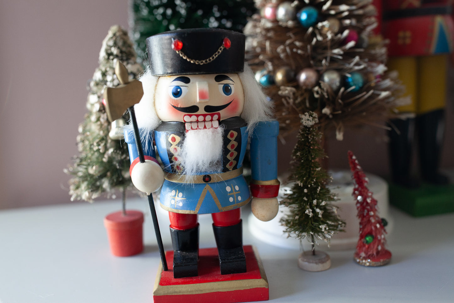 Vintage Wooden Nutcracker- Blue Nutcracker