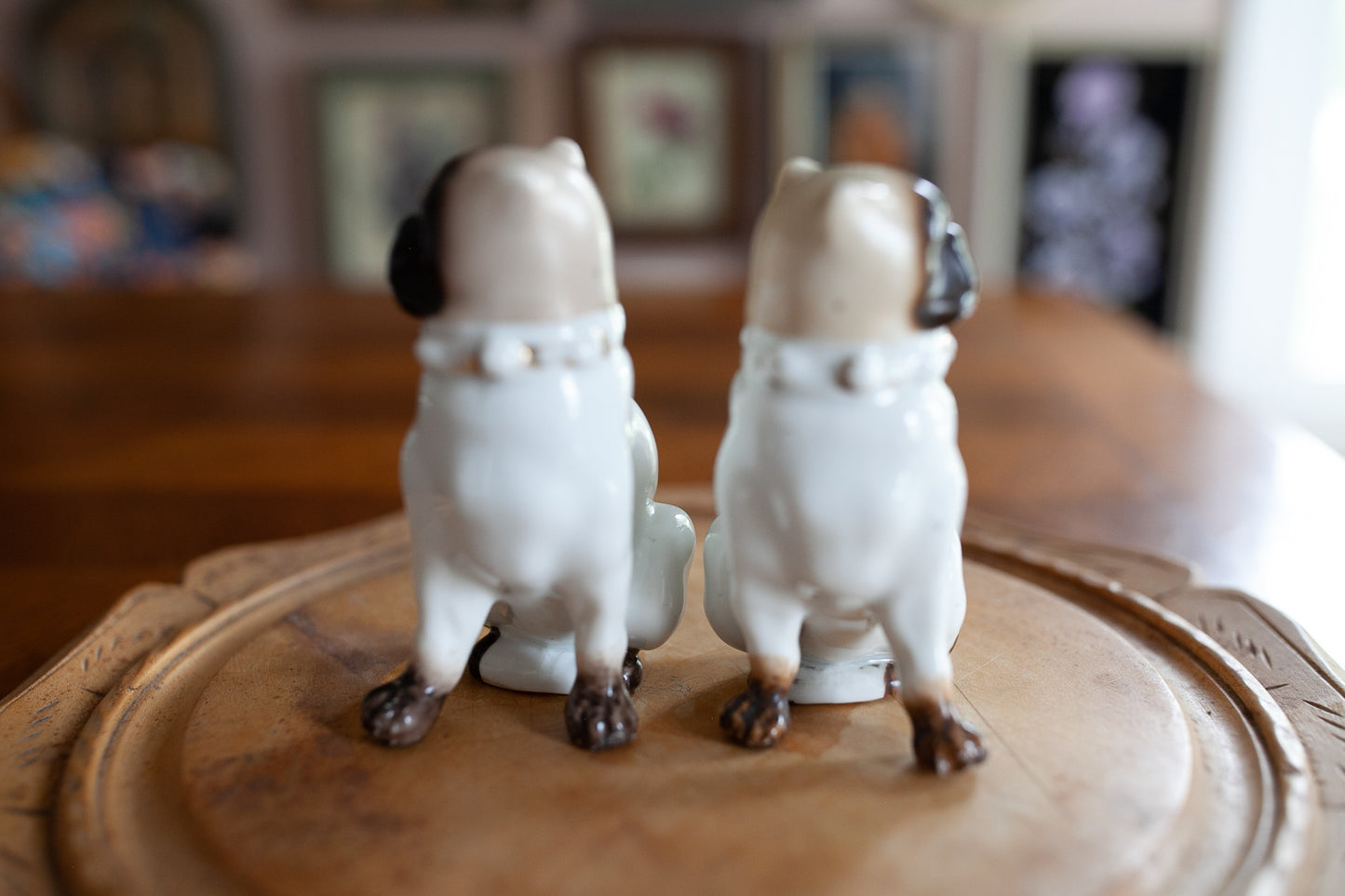 Antique Victorian Pug Dogs- Mantel Figurines- 1900s Decor