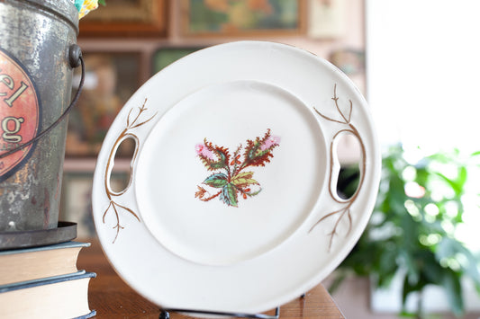 Vintage Moss Rose Cake Plate -Porcelain Handled Plate